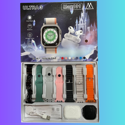 Ultra 3 Max101 Smart Watch 10-in-1 Combo